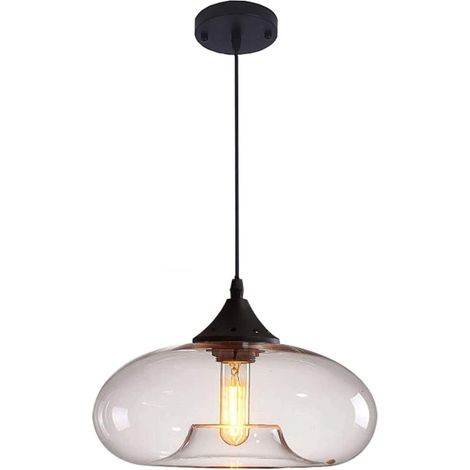 Lampe à Suspension en Verre rétro Loft Bar Plafond E27 luminaire pour Cuisine Salle à Manger et Chambre 28 cm décor (Turquoise) (1/5)
