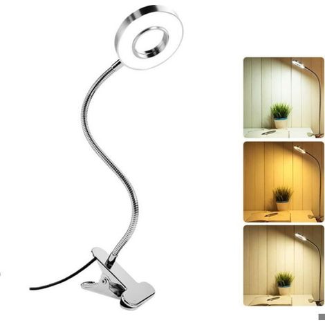 Lampe à Pince - 48 LED 360° Flexible - 3 Températures de Couleur et 10 Niveaux de Luminosité Réglables - USB Alimentée - Pour Bureau Lit Chevet Lecture - 1 Pièce (1/5)