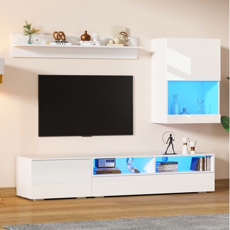 TV Möbel Sideboard Aufbewahrung 175 cm LED Weiß HAVRYA (1/5)