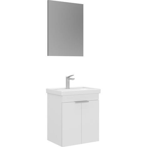 Waschtisch-Set mit Spiegel (2-teilig) "Desna 50" – 50 x 38 x 58 cm – Mattweiß (1/3)
