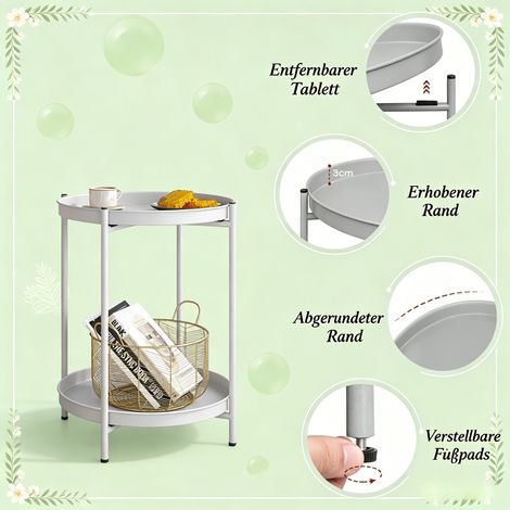 Lagerung Beistelltisch, Élégant Table de Canapé, Table Basse Ronde, Table de Nuit, Support pour Plantes (uniquement avec table de canapé) (1/5)