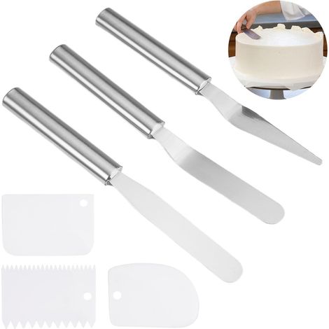 3-teiliges Winkelspachtel-Set Edelstahl mit 3 Kuchenglättern für Backen