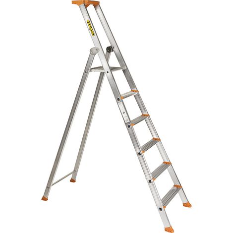 Escabeau alu 6 marches - Hauteur max travail 3,35m - 609206-54 (1/5)