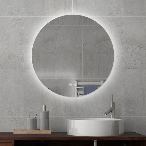 Round Backlit Heated Bathroom Mirror with Dimmable Lights 500mm - Biubiubath (1/5)