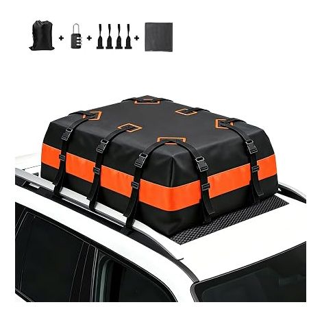 Sac de toit de voiture 840D étanche noir/orange (1/5)