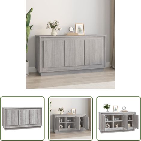 vidaXL Wohnzimmer - Sideboard Grau Sonoma 102x35x55 cm Holzwerkstoff (1/5)