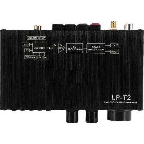 Amplificateur stéréo 2.1 canaux Bluetooth 5.1 HiFi numérique avec interface coaxiale, USB et AUX, lecture sans perte, puissance 50 W x 2 RMS, prise UE. (1/5)
