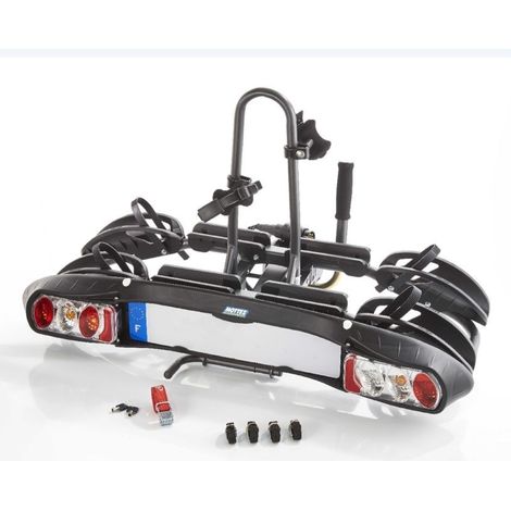 Mottez – Porte-vélo 2 vélos électriques sur attelage rabattable – Modèle ZEUS V2 – Installation rapide avec fixation universelle – Charge max 60kg (1/10)