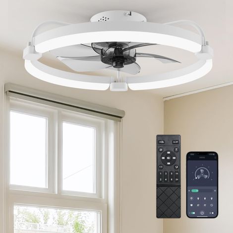 Ventilateur de Plafond avec Lumière, 50cm Plafonnier Ventilateur avec Pales Amovibles (1/5)