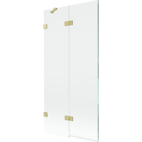 Paroi de baignoire à 2 volets gauche Mexen Lunar 90 x 150 cm, transparent, doré brossé - 897-090-100-55-00-L (1/5)