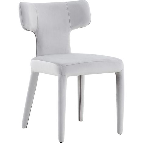 Lot de 2 chaises de salle à manger en tissu gris clair, dossier en T, assise rembourrée, structure métal 4 pieds, pour salon, cuisine et repas CHICFURN (1/5)