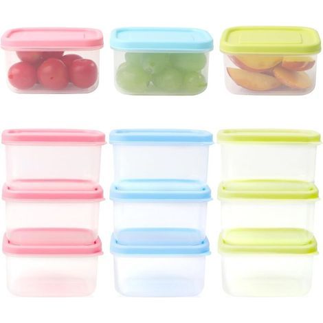 9 Pièces 200 ml Petits Boite Alimentaire Plastique avec Couvercles, Empilables Boite Hermetique Alimentaire Rectangulaires Boite De Conservation Alimentaire pour Yaourt, Fruits, Aliments,Collations (1/5)