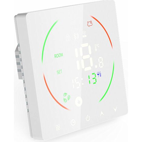 Calentador Eléctrico 16A Termostato WIFI Inteligente AC 90V-240V Pantalla Táctil Inteligente a Color Programable para Calentador Eléctrico, Tuya APP Control Remoto Móvil con Conexión de Voz para Hogar (1/5)