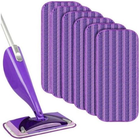 Lingettes Reutilisable pour Swiffer WetJet 6 Packs,Tampon à vadrouille réutilisable,Mop Pads en Microfibres pour Nettoyer et frotter Les sols secs ou humides - Violet (1/5)