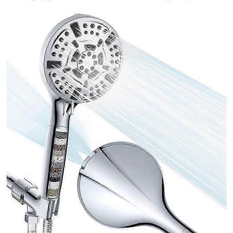 Pommeau de douche à main avec filtration à 15 couches, 8 modes de jet, haute pression, économie d'eau, chromé - Installation facile sans outil (1/5)