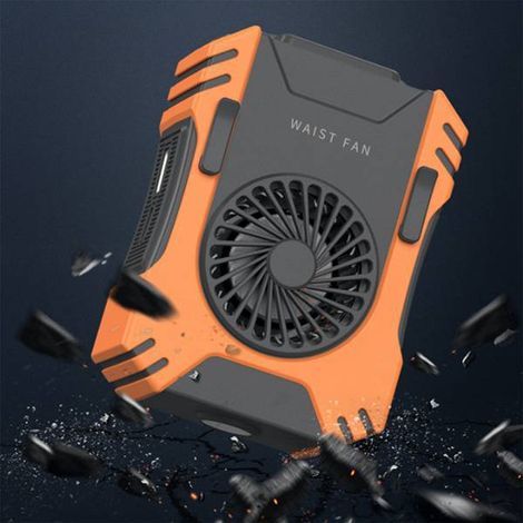 Tragbares ABS N20 5000mAh orange + schwarzes Ventilator-Set mit USB-Anschluss, Mini-Nackenventilator-Klimaanlage. (1/5)
