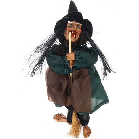 OMABETA Jouet de décoration de sorcière suspendue Halloween suspendu avec sorcières Contrôle vocal prop deco manege Vert (1/5)