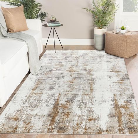 Tapis Salon Beige Lavable en Machine Tapis De Chambre 120x170 Doux Poil Court Moderne AntidéRapant Tapis Cuisine Salle à Manger Decoration Salon (1/5)