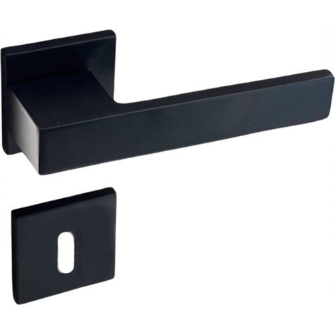 Poignées de porte sur rosace noir mat - Modèle Mathilda Trou de clé L - SECURY-T