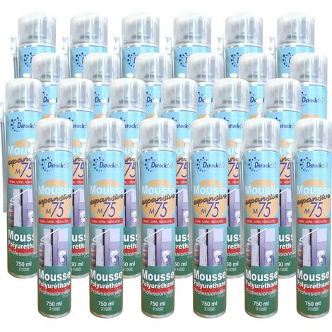 DSTOCK60 - 24 mousses polyuréthane expansives manuelles 750ml - Qualité pro - Isole. colle et rebouche - Extérieur & Intérieur