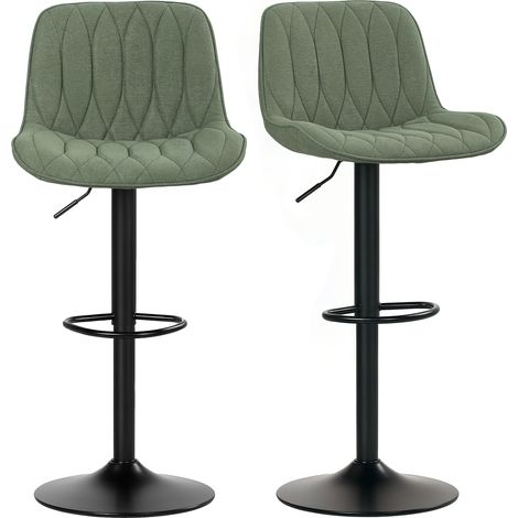 HOMCOM Bar Stools Set of 2, Modern Armless Bar Chairs, Green (1/5)
