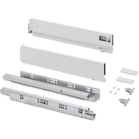 Emuca Cassetto esterno Vertex con regolazione 3D altezza 93mm, 60kg, profondità 500mm, Acciaio, Verniciato bianco (1/5)