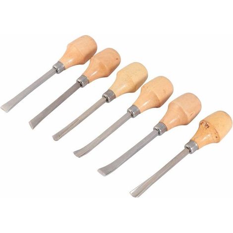 Juego de 6 cinceles profesionales para tallar madera con mango de acero, gubias, herramientas para principiantes y aficionados, suministros para manualidades de carpintería (160 mm)