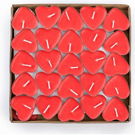 CANDELE A FORMA DI CUORE SET 50PZ 4x3x3.5 SENZA FUMO CANDELE ROMANTICHE FESTA