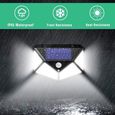 Lampe Solaire Extérieur 100 led 2200mA Héclairage Solaire Extérieur Détecteur de Mouvement, Spot Solaire Puissante sans Fil, Lumièr (1/5)