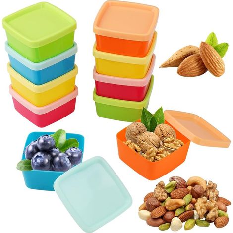 Lot de 10 Boîte Plastique Alimentaire Couvercle Hermétique Rangement Congélateur Snack (1/5)