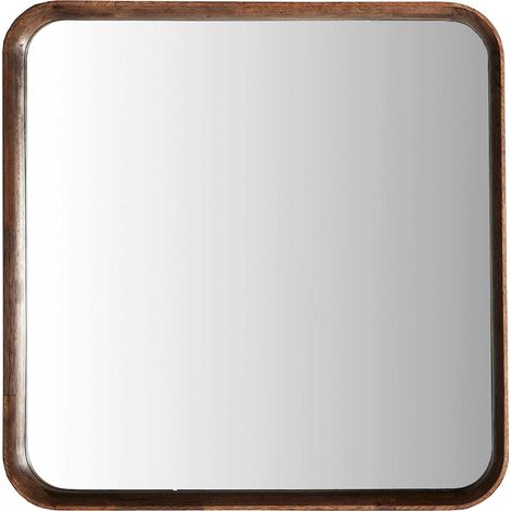 Miroir mural contemporain en bois brun et mdf design élégant - Bois brun naturel et verre clair (1/2)