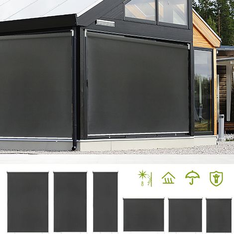 Swanew – Store enrouleur vertical résistant aux UV – Protection contre le vent – Toile imperméable 100 x 240 cm – Pieds en acier robustes