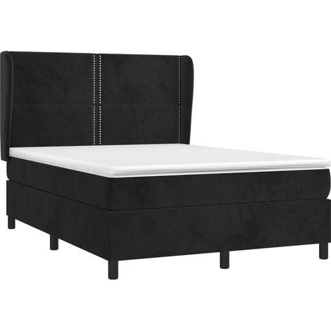 vidaXL Giroletto a Molle con Materasso Nero 140x200 cm in Velluto (1/5)