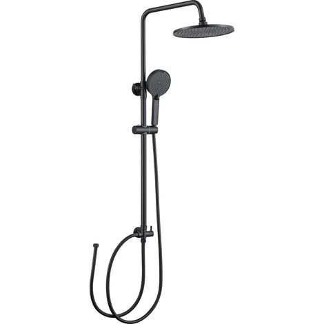Columna de ducha, altura regulable, giratoria, negra - 25,4 cm (10 pulgadas) (1/2)