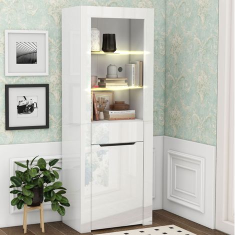 mobile contenitore vetrina LED bianco moderno spazioso OKMYHOME (1/5)