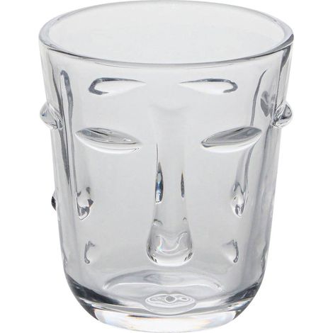 Lot de 6 gobelets Visage transparent D8,5xH10cm - Atmosphera créateur d'intérieur