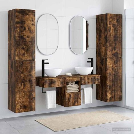vidaXL Juego de muebles de baño 5 uds. Roble Ahumado (1/5)