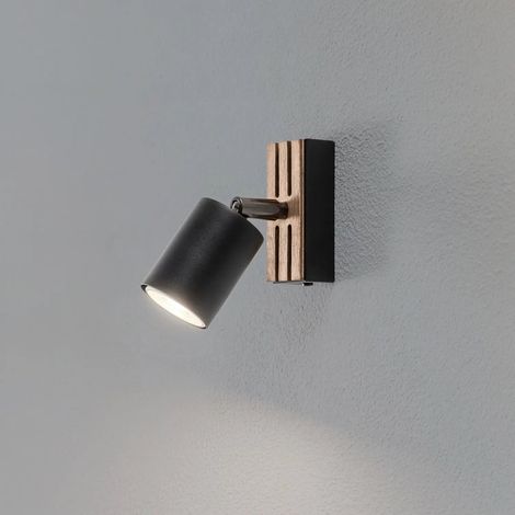 [NEUWERTIG] B-Ware Envostar Wandstrahler Wandleuchte Tino Schwarz Matt Holz Leuchte Wohnzimmer Flur