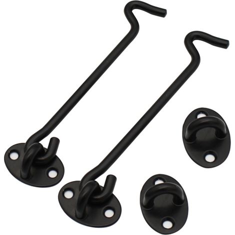 BRAVIX Crochet Tempete, 2 Pièces Crochet de Cabine en Solide Épaissir Acier Inoxydable Loquet de Verrouillage à Oeil Robuste Support de Portail Pivotant Remplacement Outils Pour Jardin Porte Fenêtre （ (1/4)