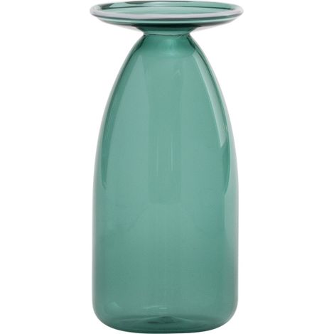 Vasetto artigianale collezione Un Fiore in vetro borosilicato soffiato a mano, design elegante con imboccatura svasata colore Verde lago, 22cl