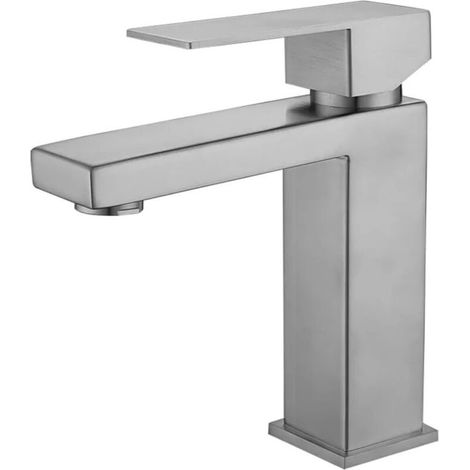 Messing-Waschtischarmatur für Warm- und Kaltwasser (Farbe: Silber) (1/4)
