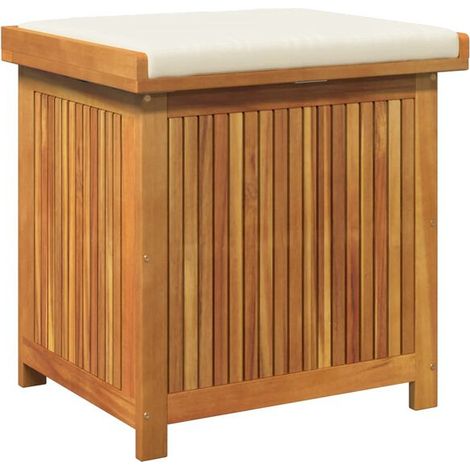 Coffre de rangement extérieur pour coussins, dimensions 60x50x61 cm, en bois d'acacia massif. (1/5)