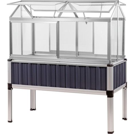 Dema – Potager surélevé avec serre – Dimensions 114x61x129 cm – Construction aluminium – 2 portes coulissantes et 4 aérations de toit