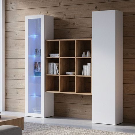 Credenza Firmino, Kommode mit 14 Fächern, 30x40x180h cm Weiß (1/5)