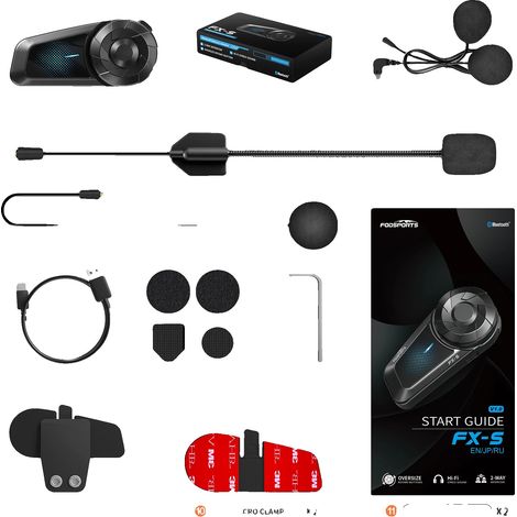 Intercomunicador para motocicleta, Bluetooth inalámbrico, comunicación dual, negro. (1/2)