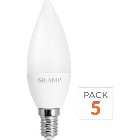 Pack de  5 - Ampoule LED E14 8W 220V C37 180° - Blanc Froid 6000K - 8000K - SILAMP