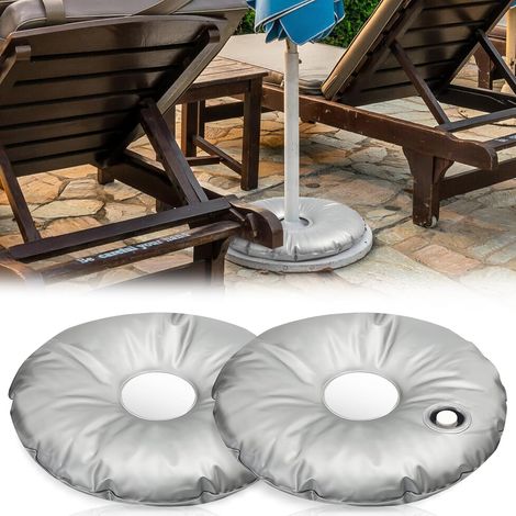 Lot de 2 sacs de lestage pour pied de parasol, lestés à remplir avec 12 litres d'eau, poids pour mâts de drapeaux (1/5)