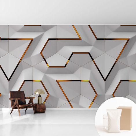 Newroom Tapete Dekorative Vliestapete mit Kleber Modern für Wohnzimmer Schlafzimmer Moderne Geometrie 416x254 cm (1/5)
