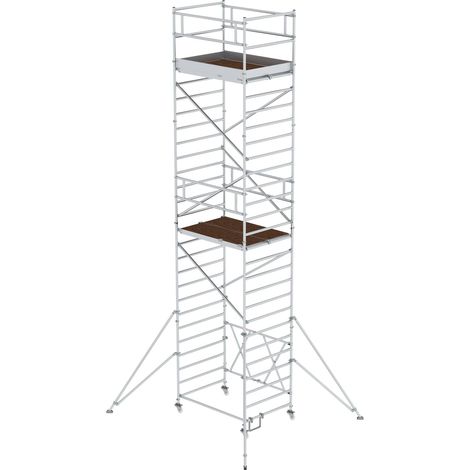 Günzburger Steigtechnik Echafaudage pliant 1,35 x 1,8 m avec stabilisateur Hauteur de plate-forme 6,8 m - 115269