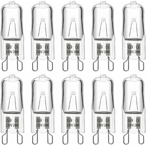 G9-Halogenlampe, 28 W, 230 V, 370 lm, 2700 K, warmweiß, dimmbar, G9-Kapsel-Glühbirnen, für Kronleuchter, Landschaftsbeleuchtung, Wandleuchter, Schrankbeleuchtung, 10 Stück